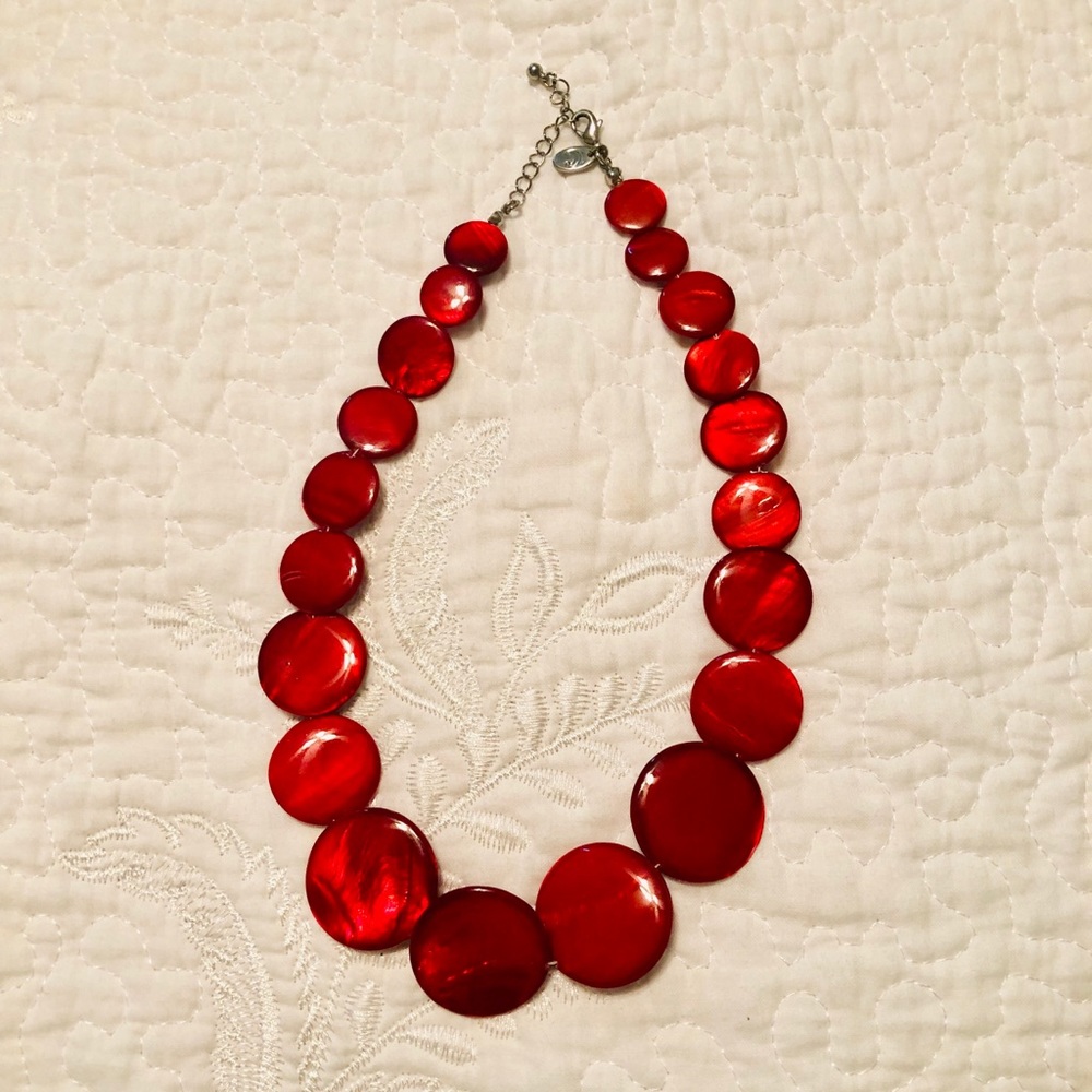Red statement necklace